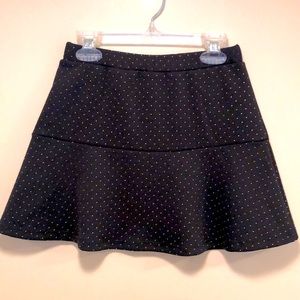🆕Girls black/gold pin dot soft knit skirt! Elastic waist! Medium